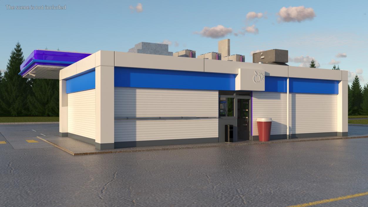 3D model Small Petrol Station Blue