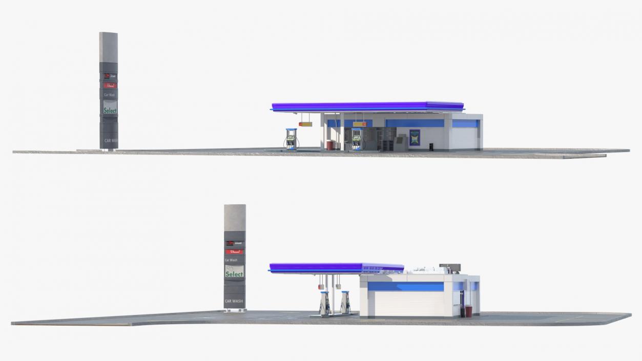 3D model Small Petrol Station Blue