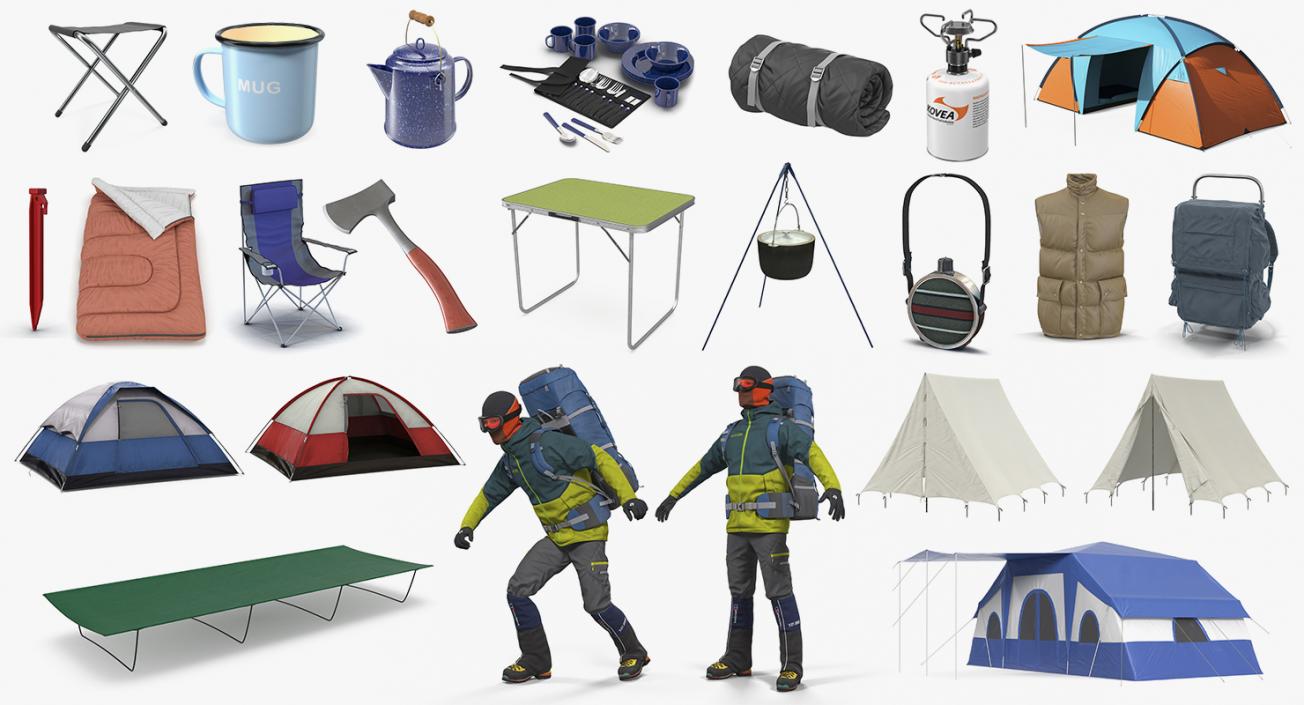 3D Camping Collection with Man Traveler 2 model