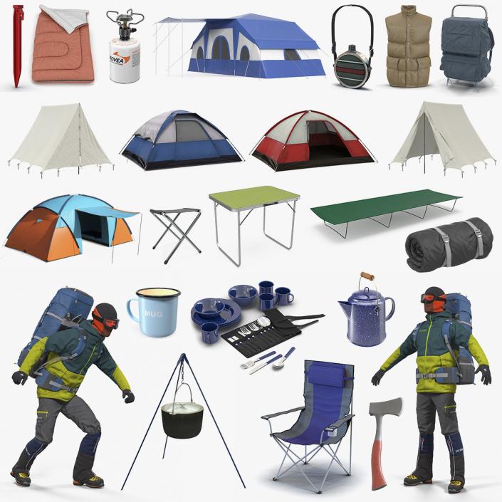 3D Camping Collection with Man Traveler 2 model