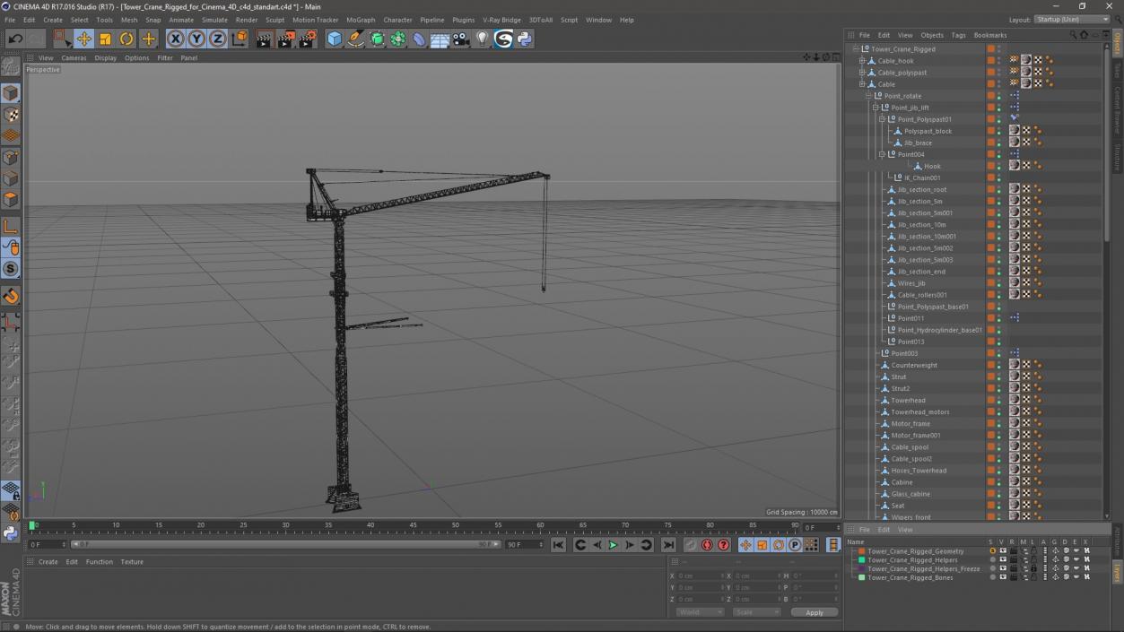 Tower Crane Rigged for Cinema 4D 3D