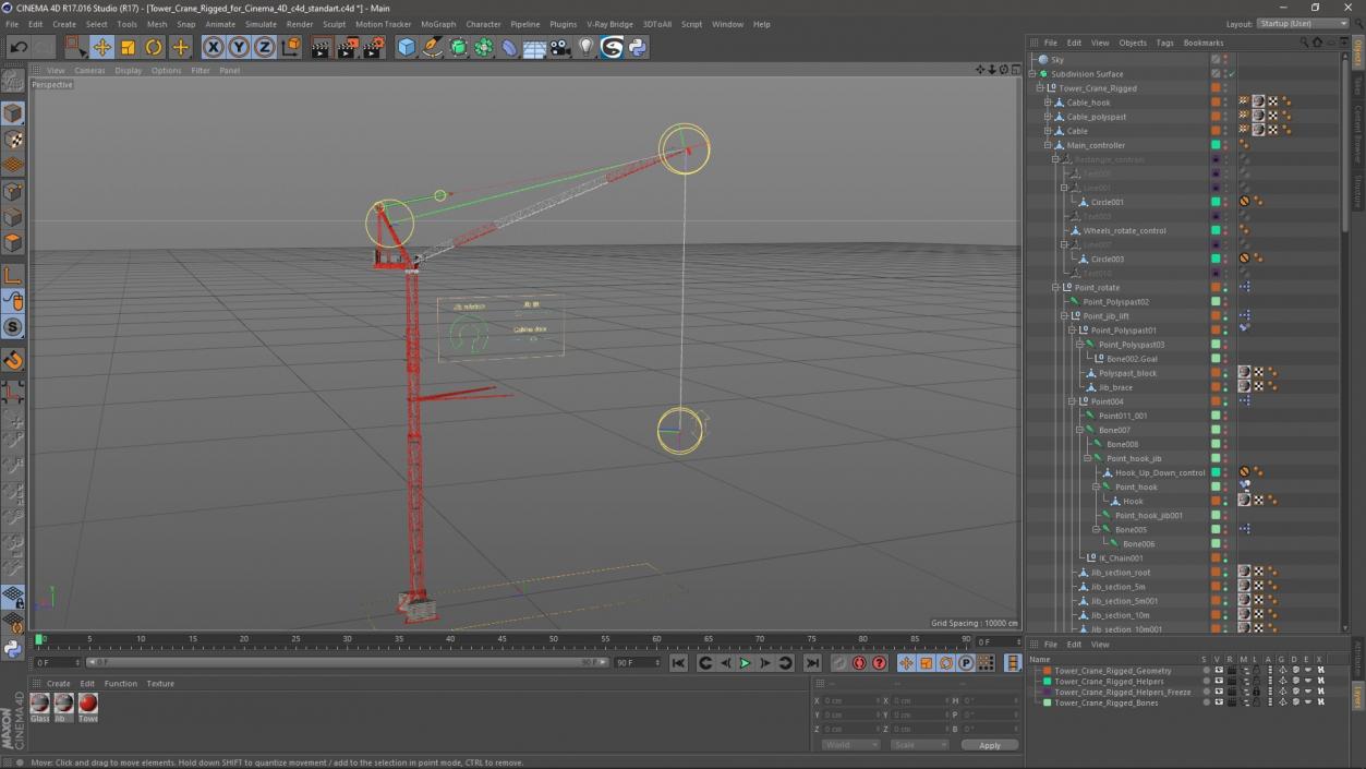 Tower Crane Rigged for Cinema 4D 3D