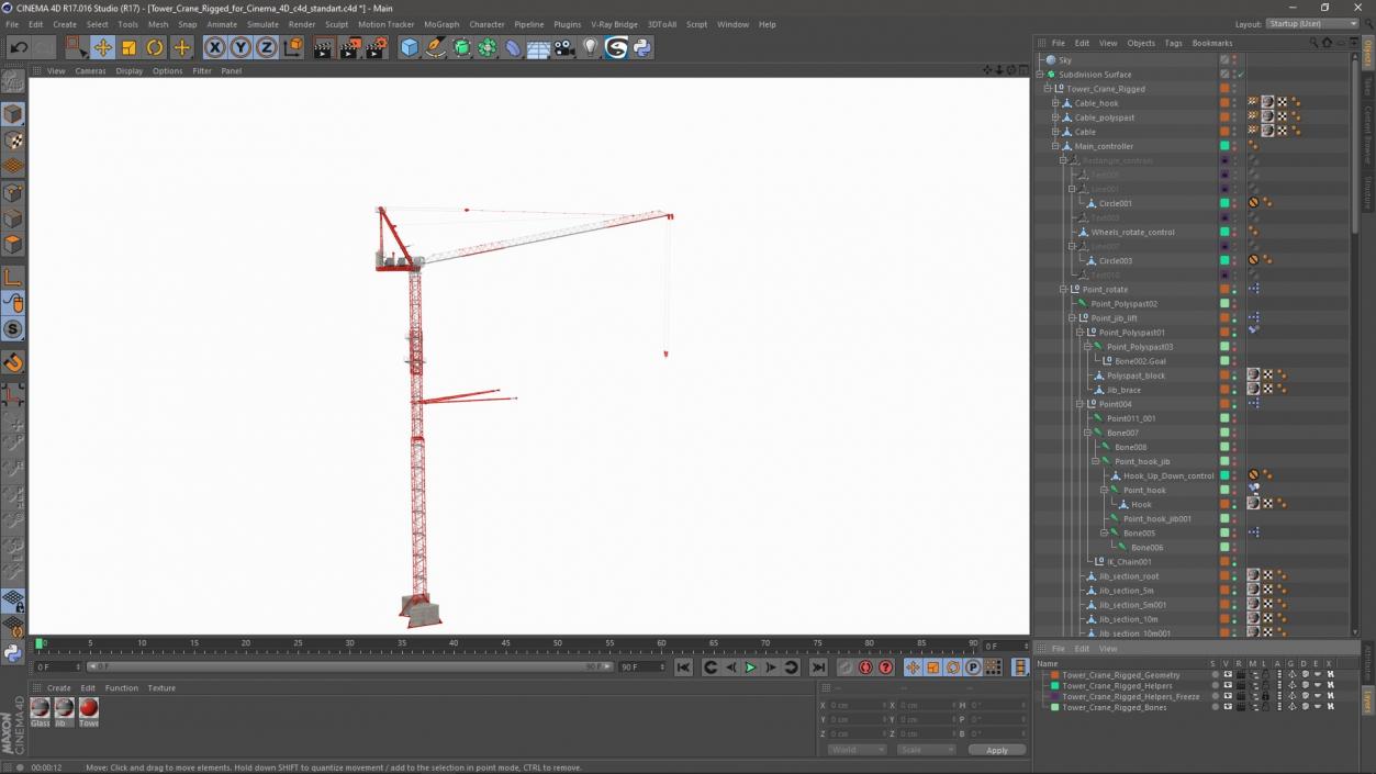 Tower Crane Rigged for Cinema 4D 3D