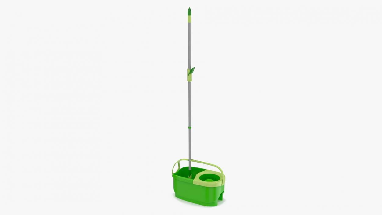 Plastic Bucket with Mop Green 3D model