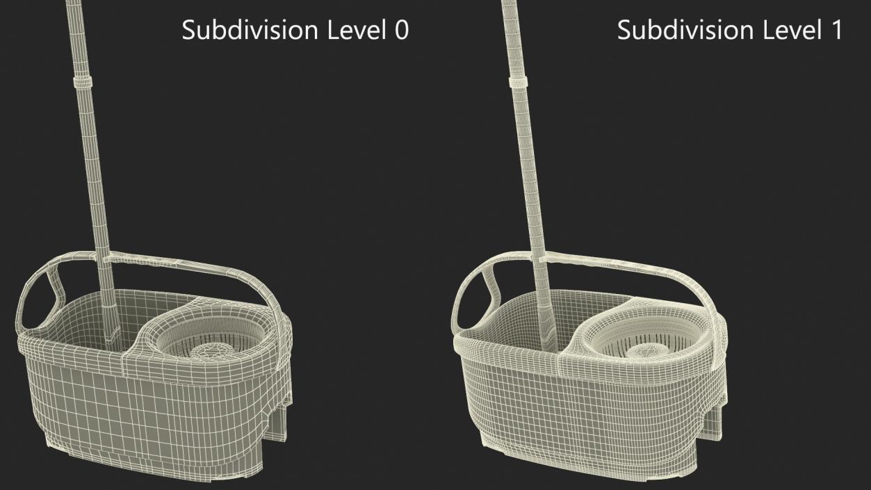 Plastic Bucket with Mop Green 3D model