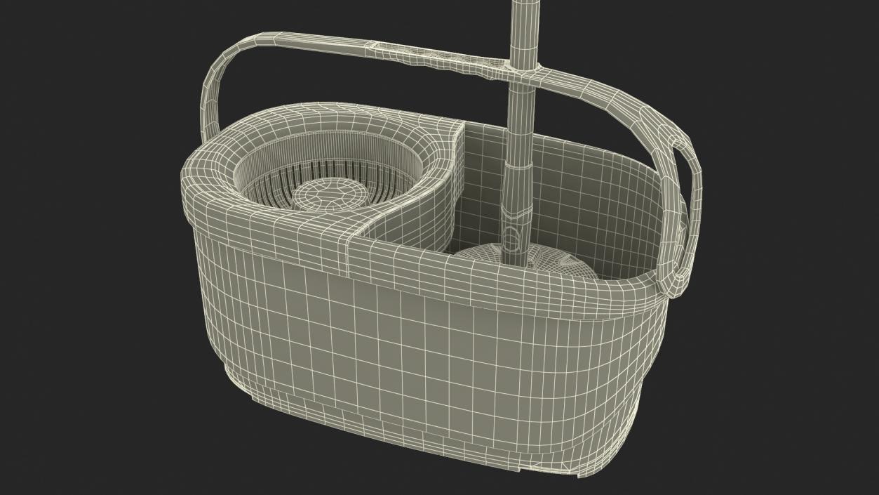 Plastic Bucket with Mop Green 3D model