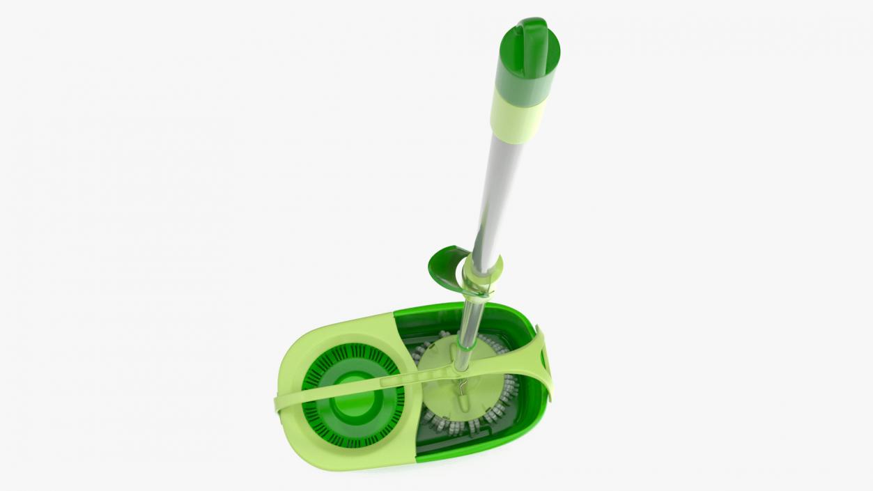 Plastic Bucket with Mop Green 3D model