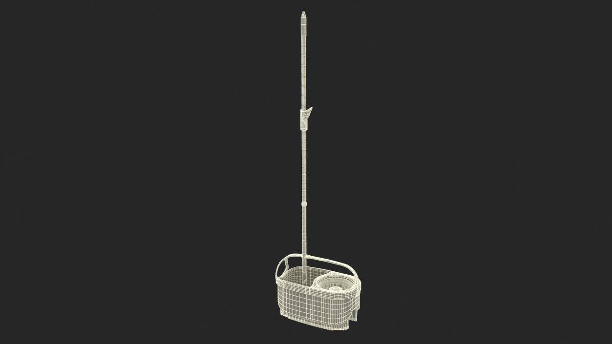 Plastic Bucket with Mop Green 3D model