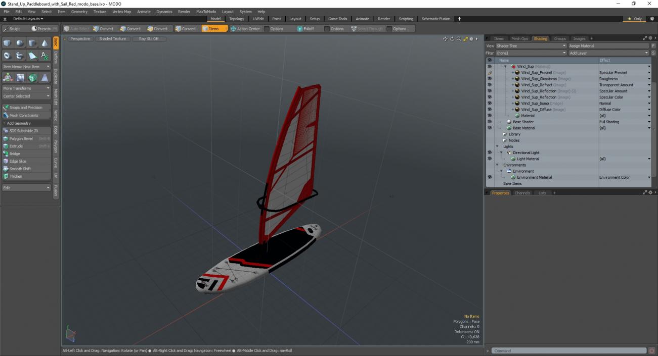 Stand Up Paddleboard with Sail Red 3D model