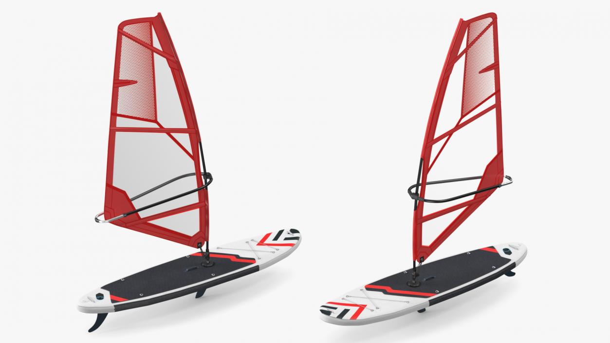 Stand Up Paddleboard with Sail Red 3D model