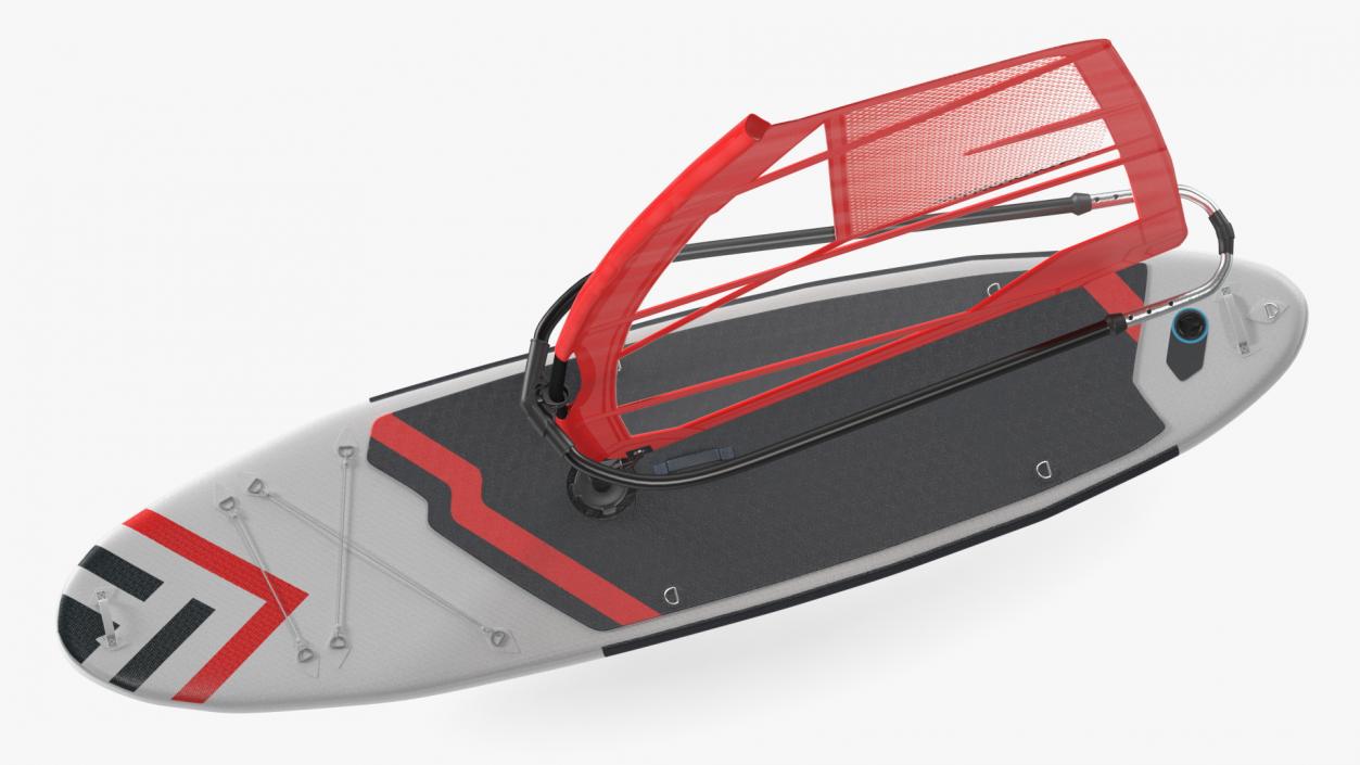 Stand Up Paddleboard with Sail Red 3D model