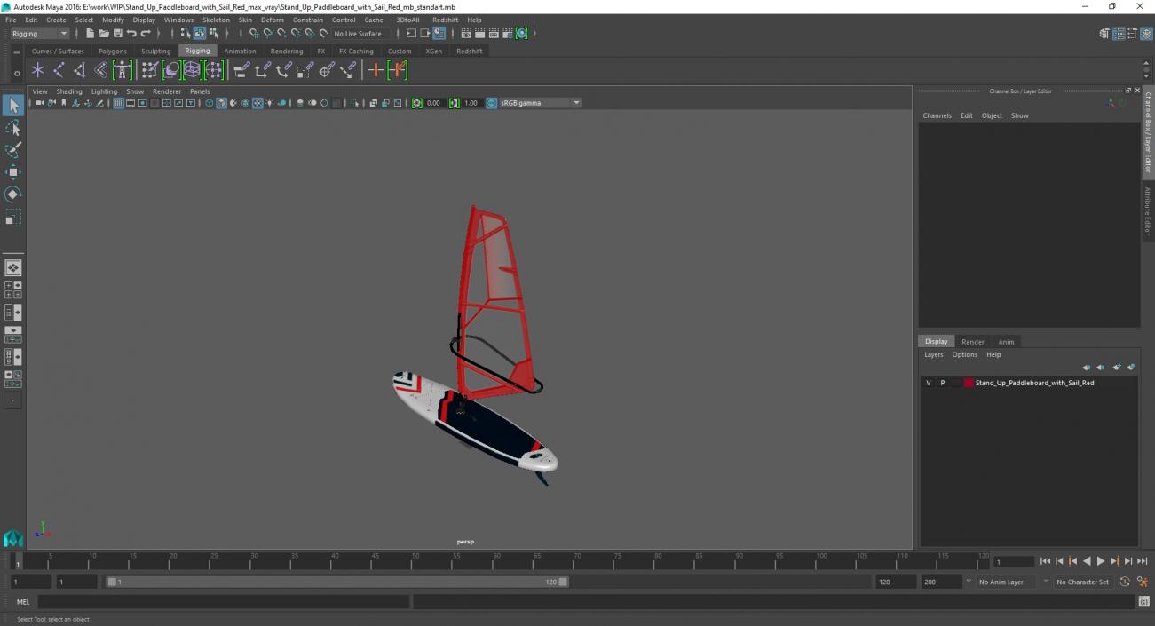 Stand Up Paddleboard with Sail Red 3D model