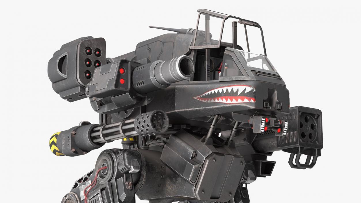 3D Shabby Big Walking Sci-Fi Black Robot with Pilot model