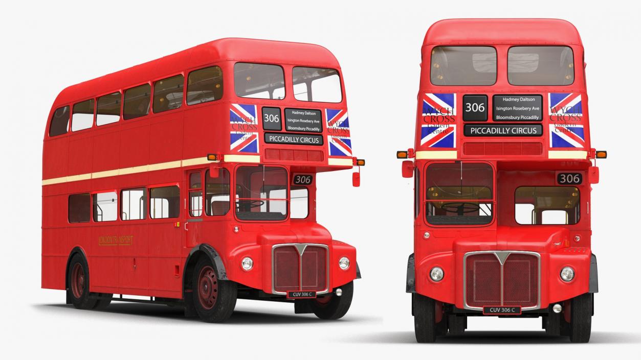 Rigged Double Decker Buses Collection 3D