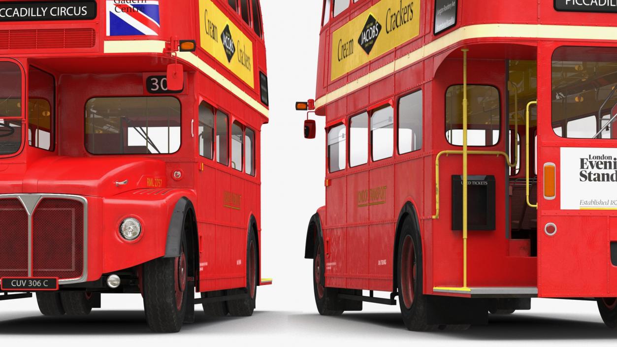 Rigged Double Decker Buses Collection 3D