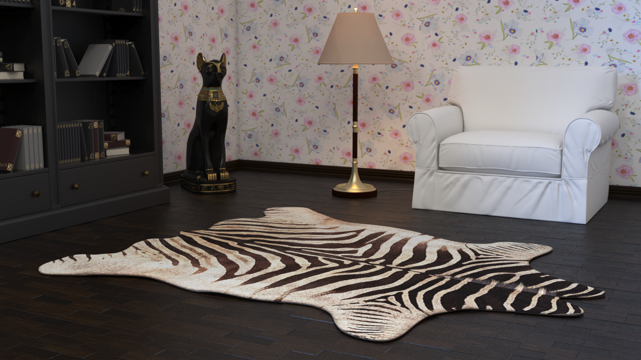 3D Zebra Hide Rug with Fur model