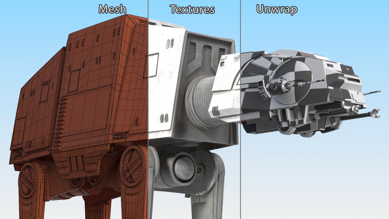 3D Dirt Star Wars AT-AT Rigged for Maya