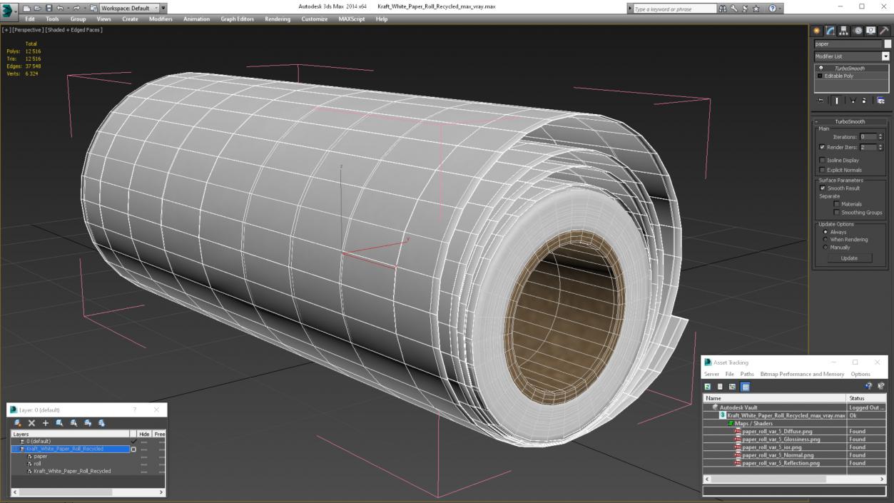 3D Kraft White Paper Roll Recycled