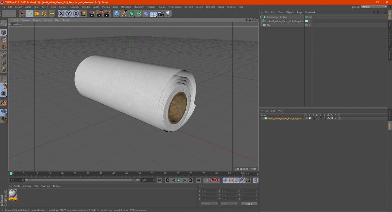 3D Kraft White Paper Roll Recycled