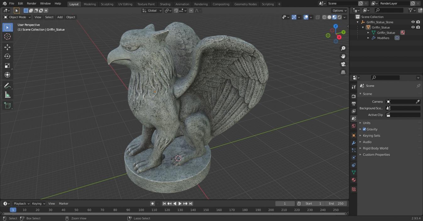 3D model Griffin Statue Stone