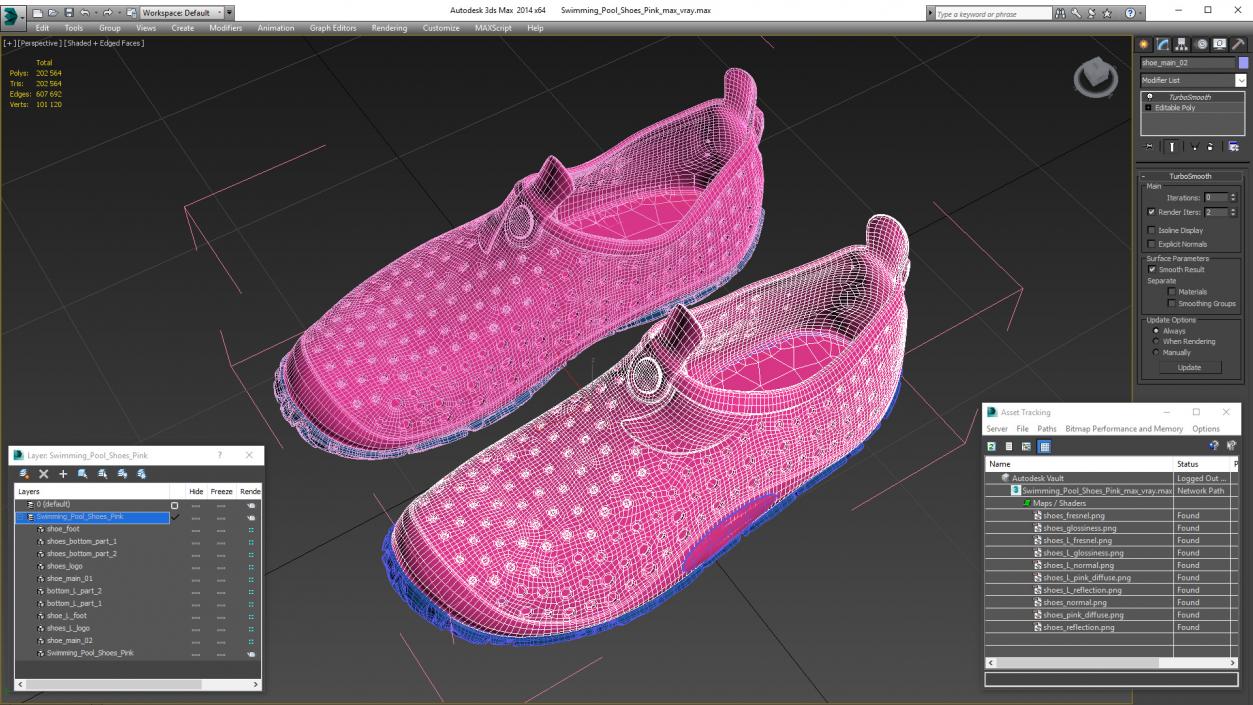 Swimming Pool Shoes Pink 3D model