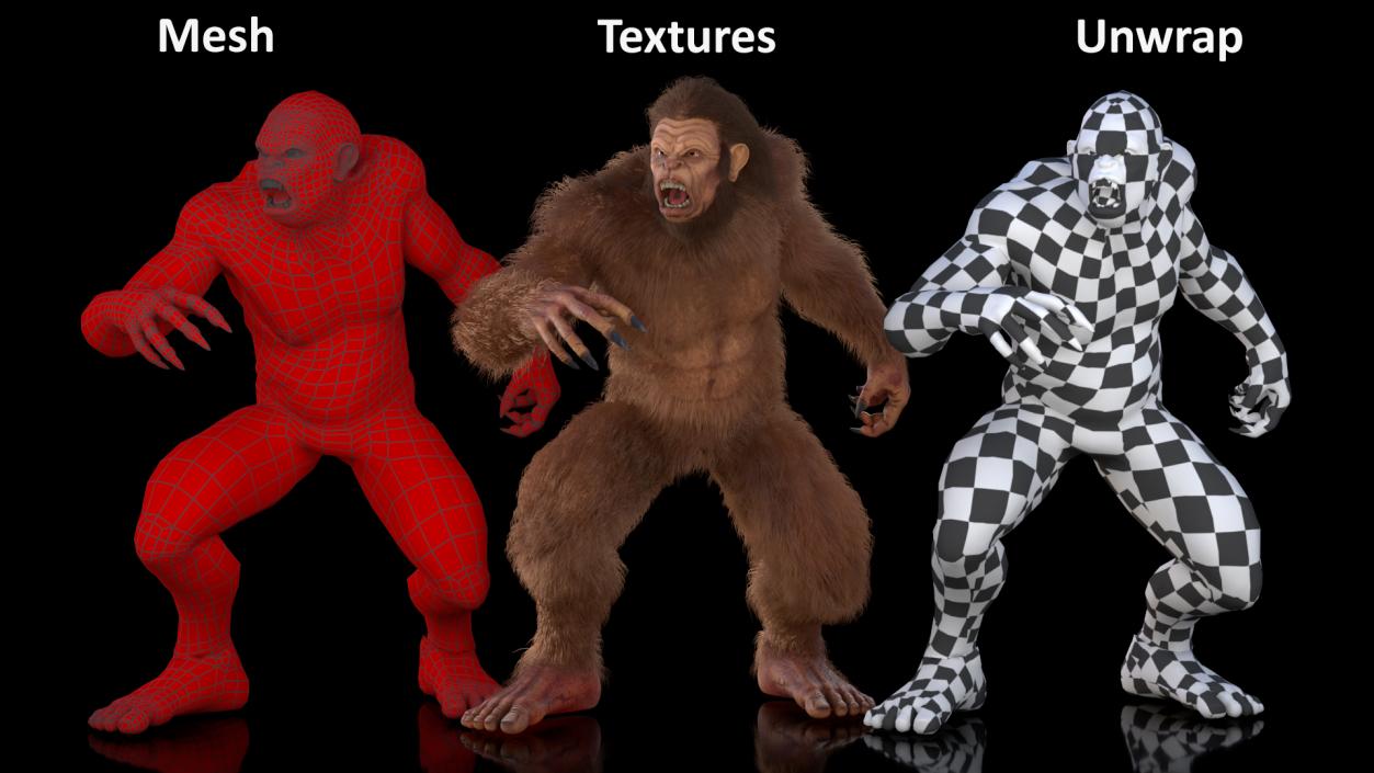 Aggressive Sasquatch Fur 3D model