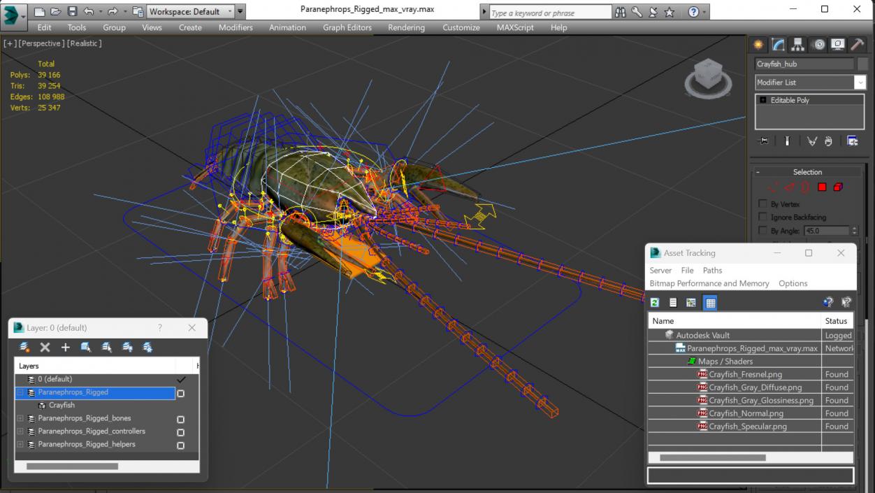 Paranephrops Rigged 3D model