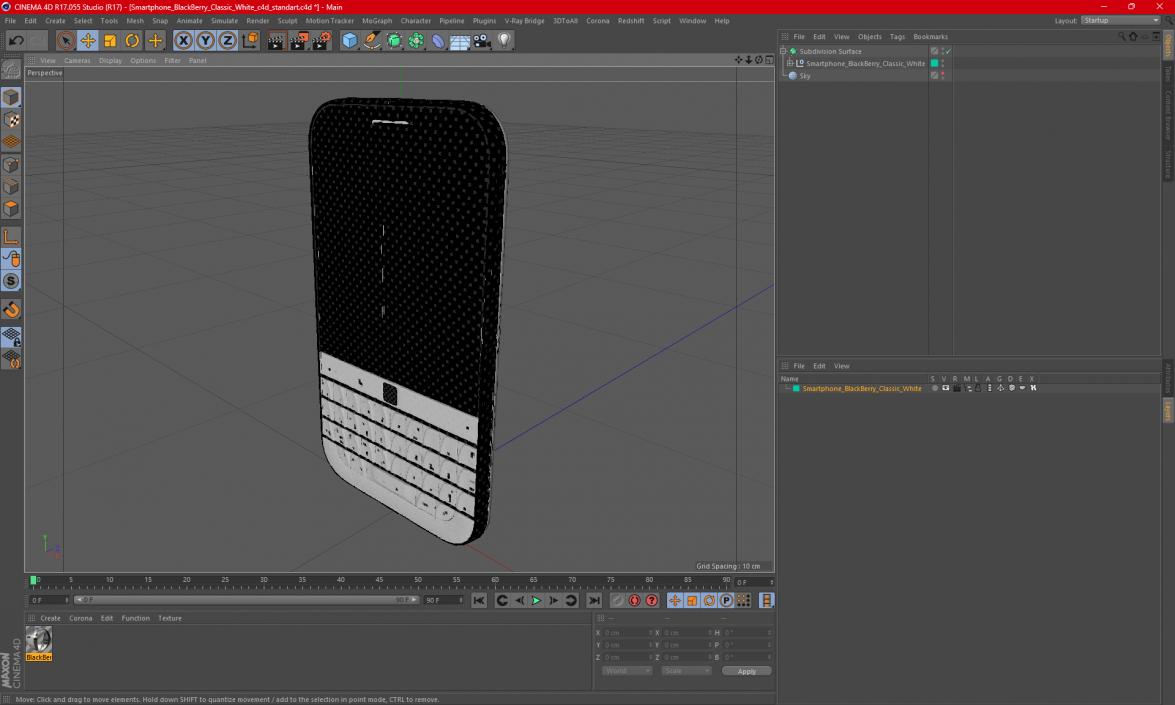 3D model Smartphone BlackBerry Classic White