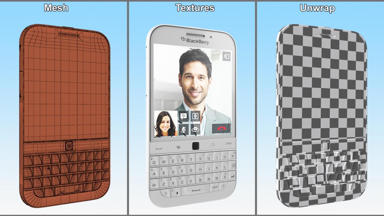 3D model Smartphone BlackBerry Classic White