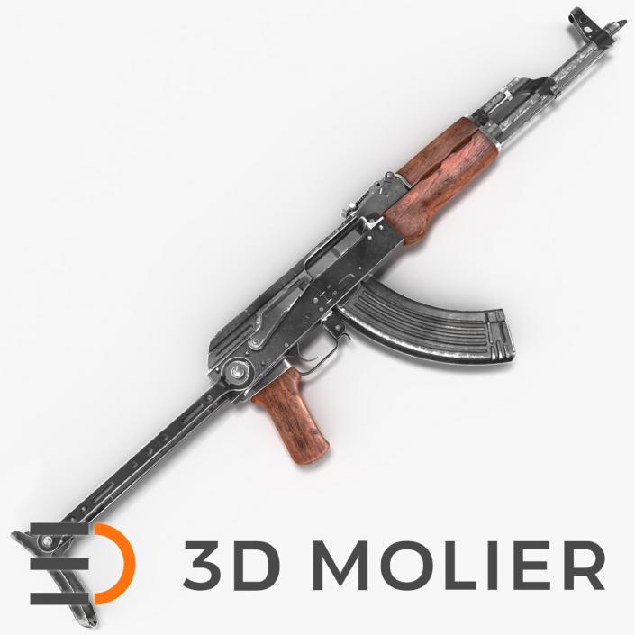 3D AKMS Assault Rifle model