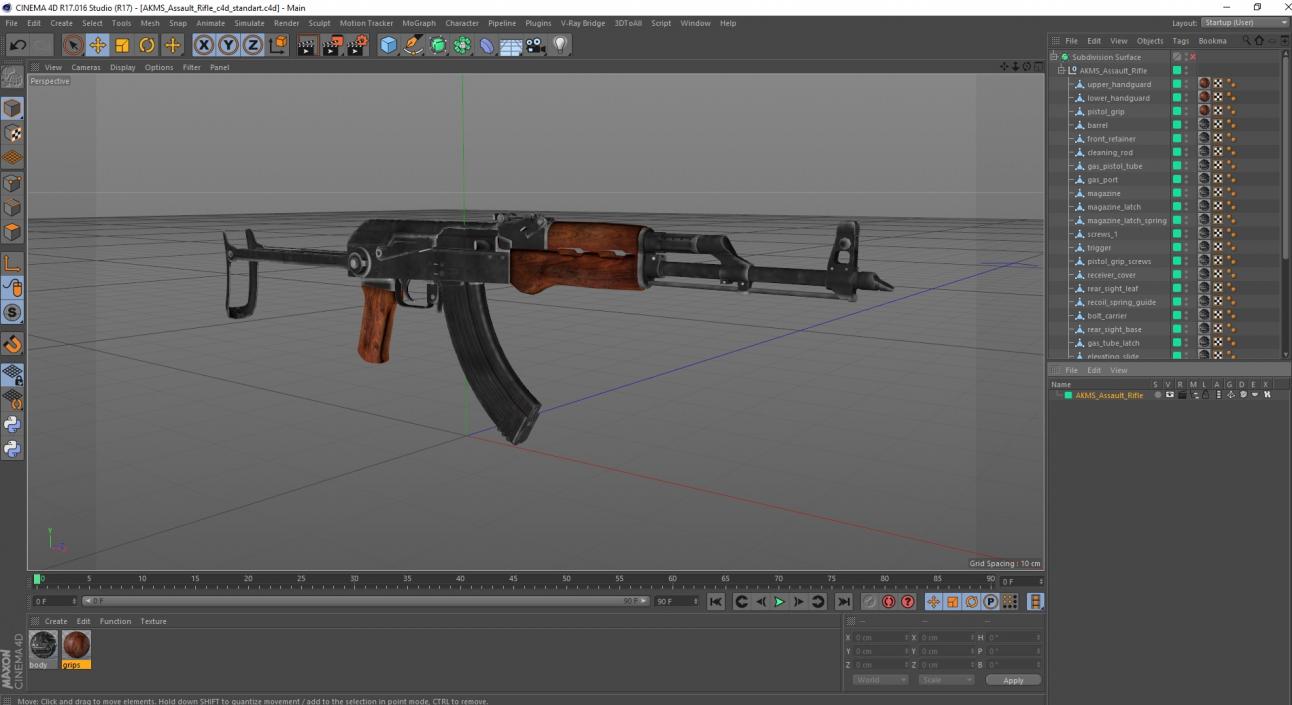 3D AKMS Assault Rifle model