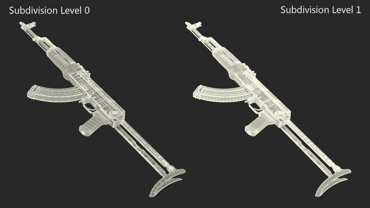 3D AKMS Assault Rifle model