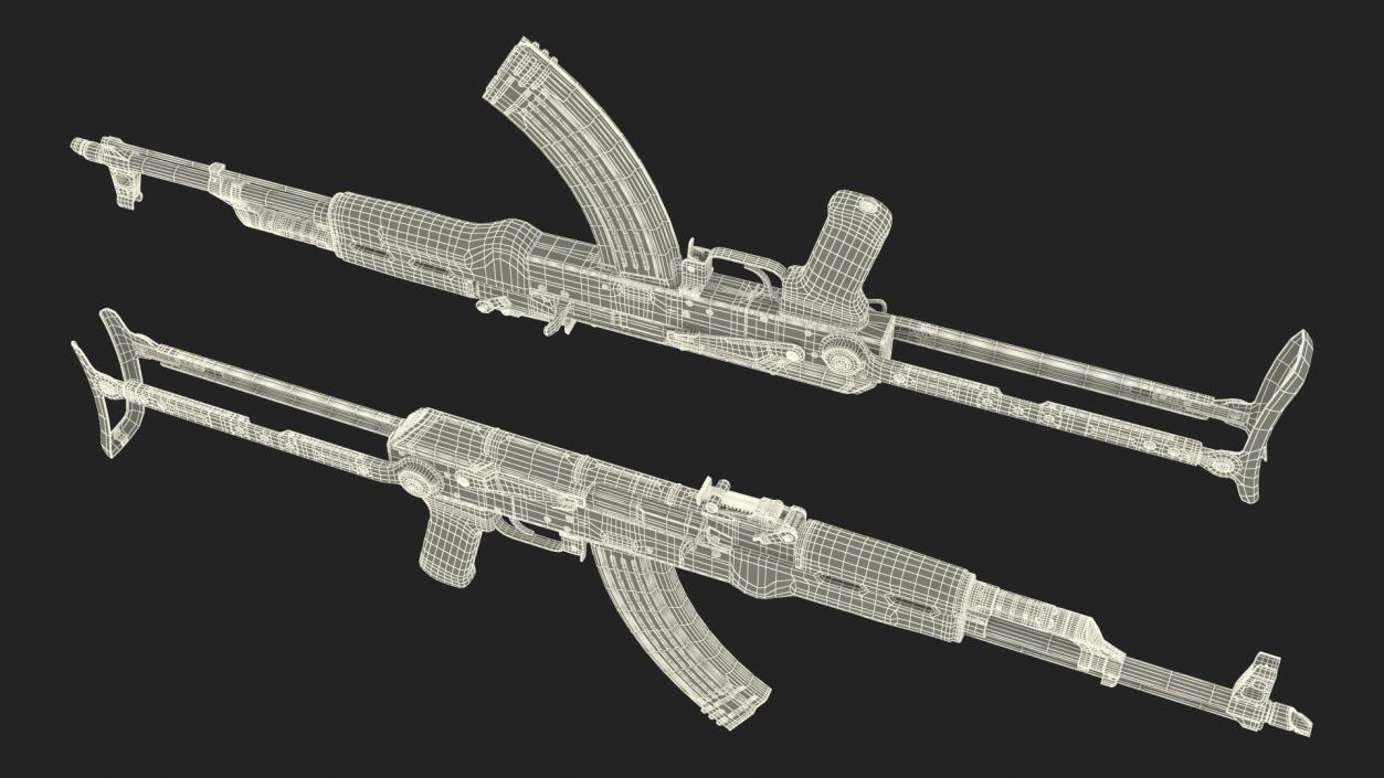 3D AKMS Assault Rifle model