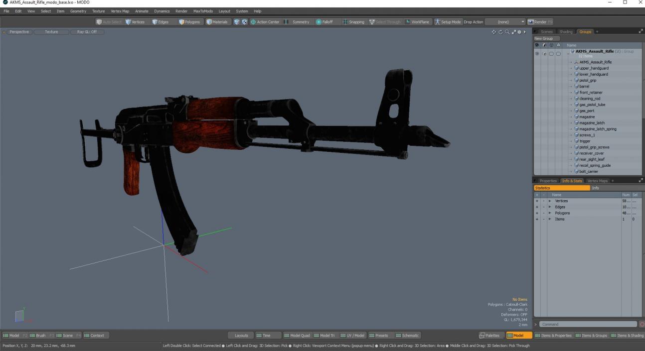 3D AKMS Assault Rifle model