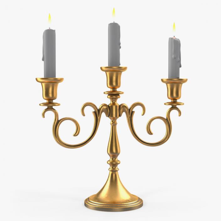 3D Candelabra Gold with Candles model