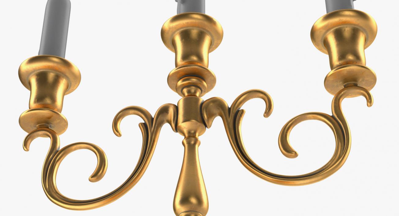 3D Candelabra Gold with Candles model