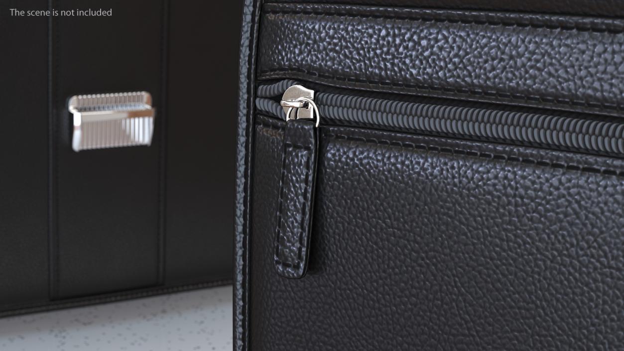 3D Classic Leather Briefcase Black