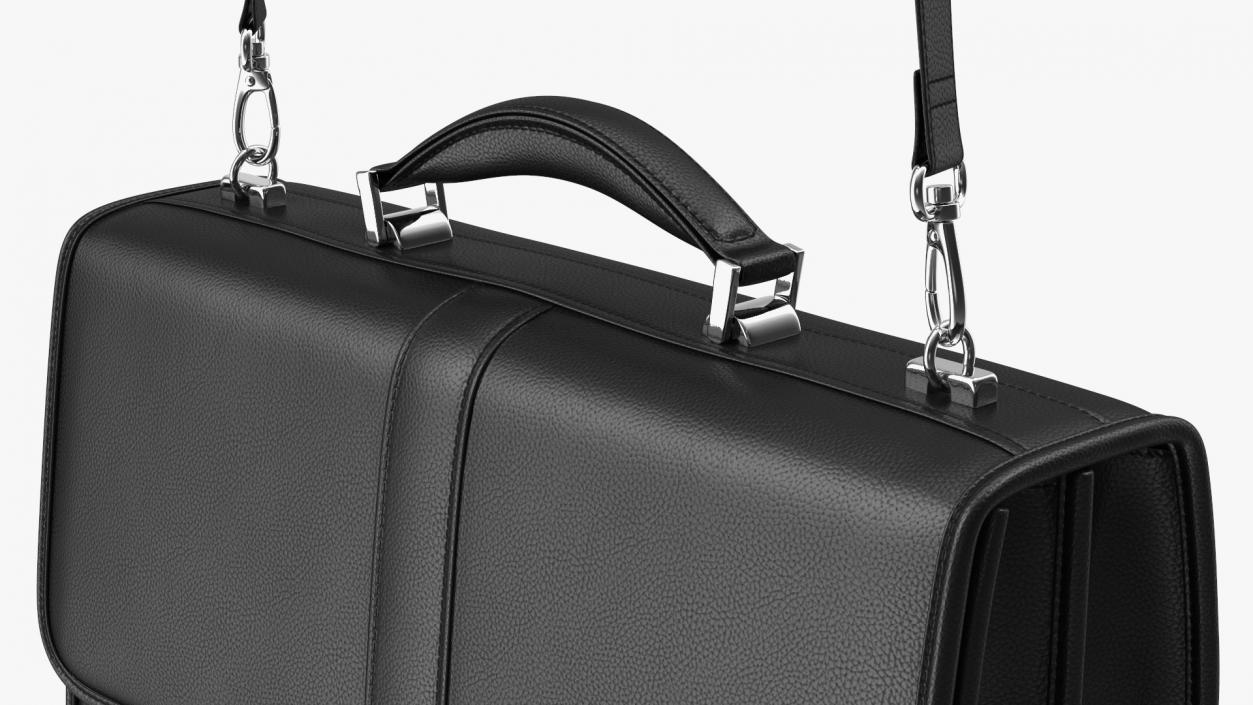 3D Classic Leather Briefcase Black