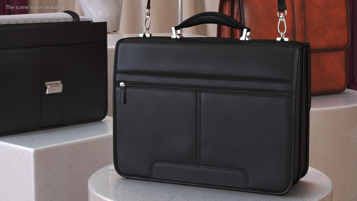 3D Classic Leather Briefcase Black