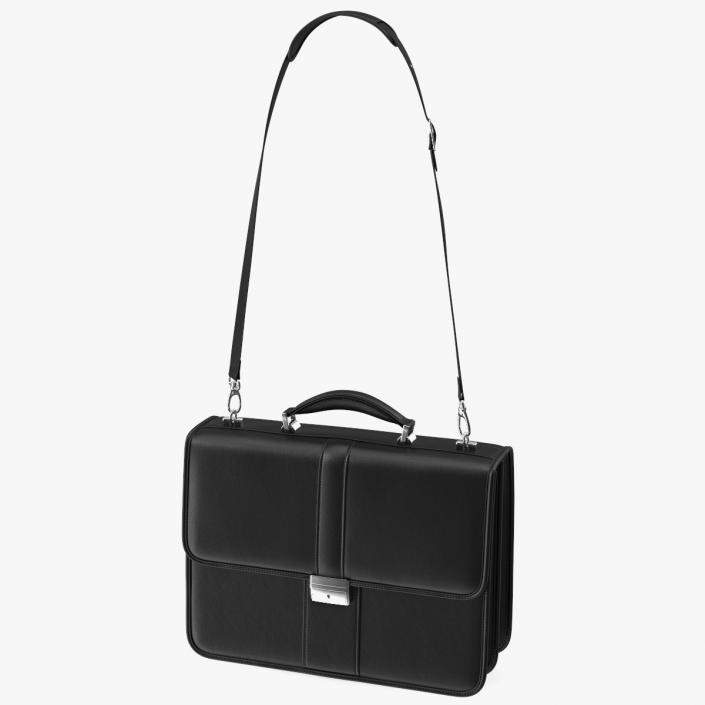 3D Classic Leather Briefcase Black