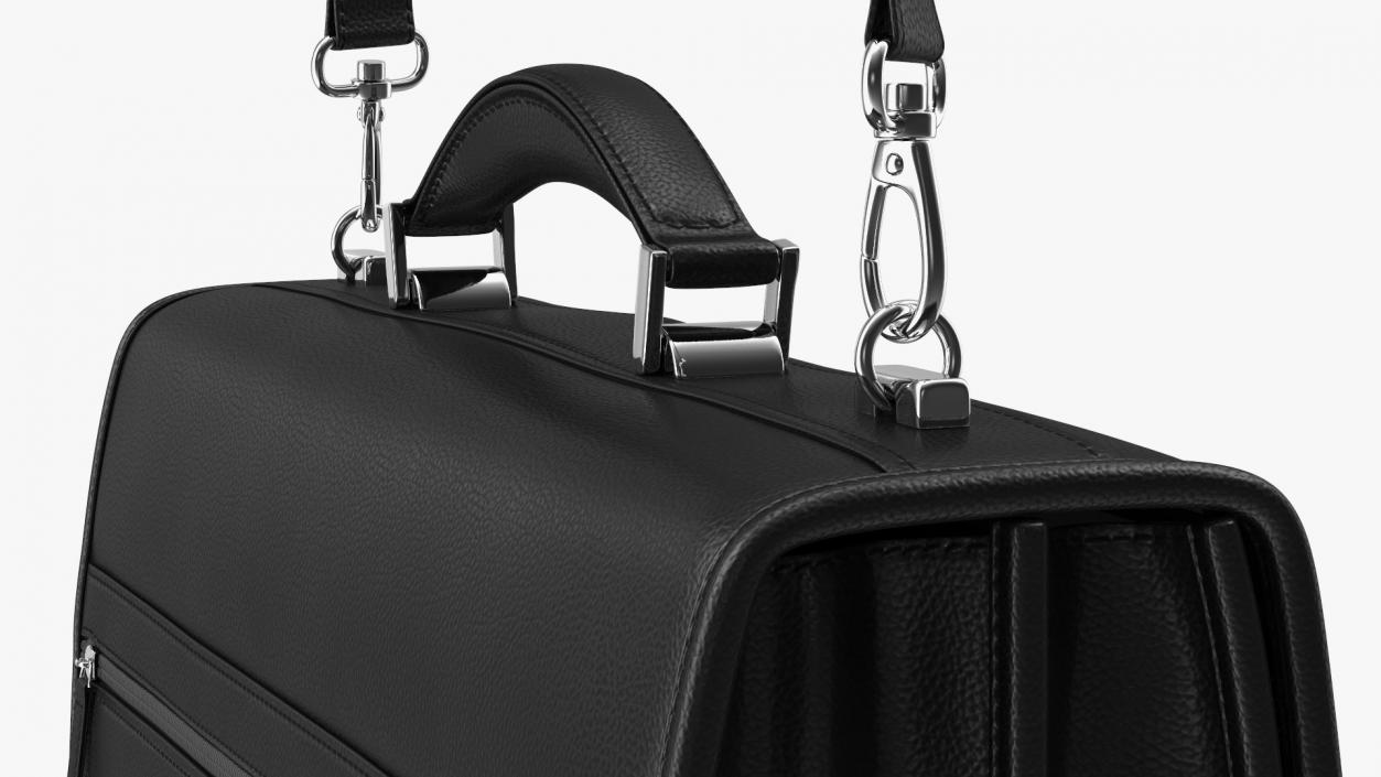 3D Classic Leather Briefcase Black