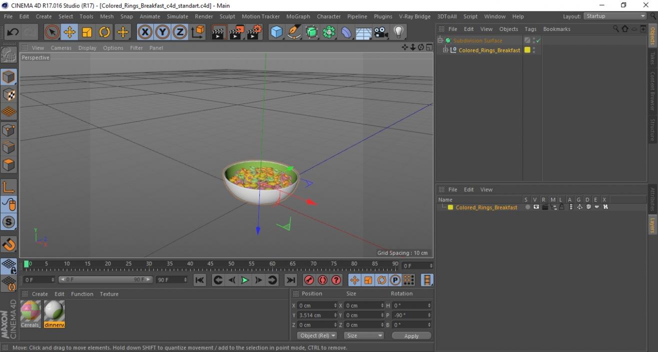 3D Colored Rings Breakfast model