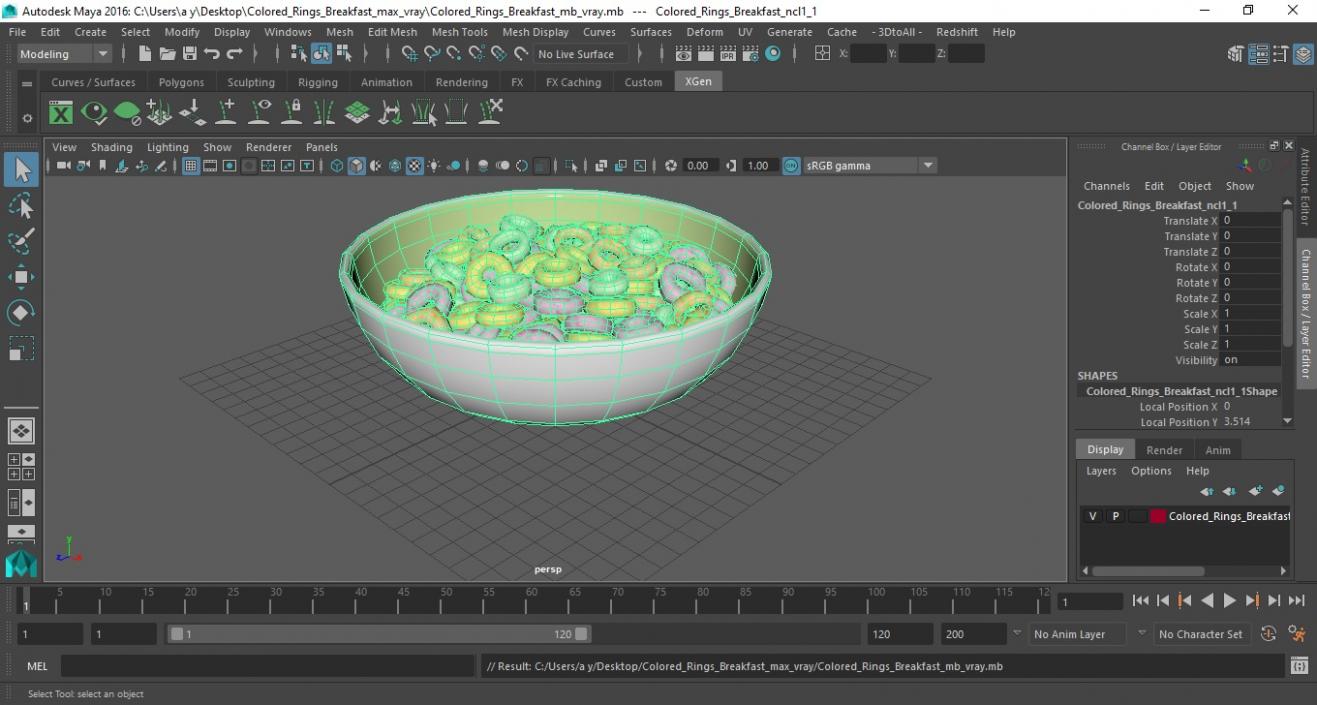 3D Colored Rings Breakfast model