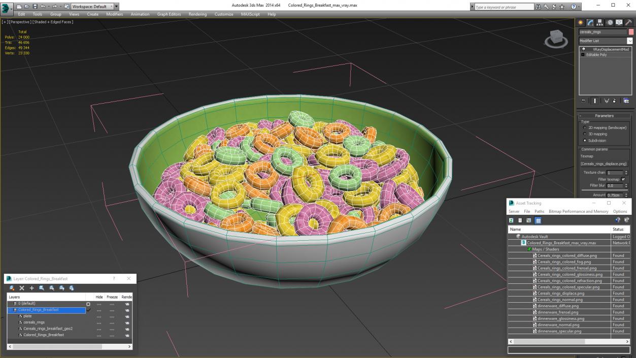 3D Colored Rings Breakfast model