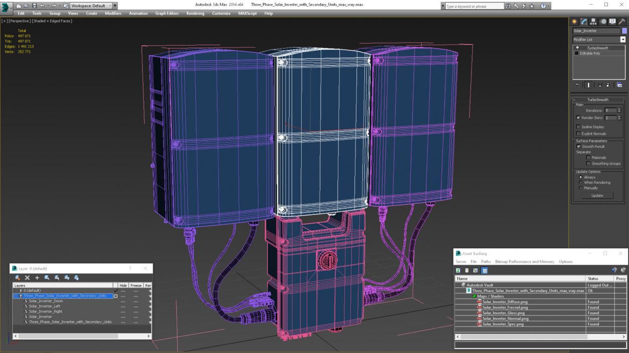 Three Phase Solar Inverter with Secondary Units 3D