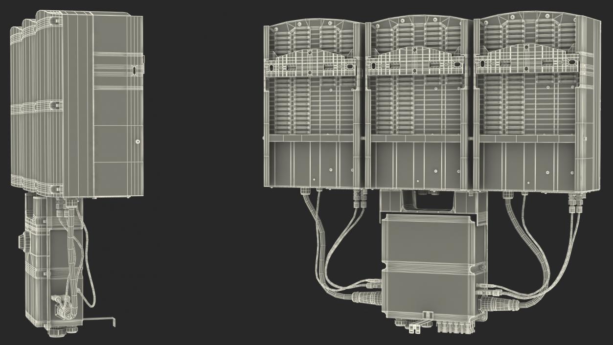 Three Phase Solar Inverter with Secondary Units 3D