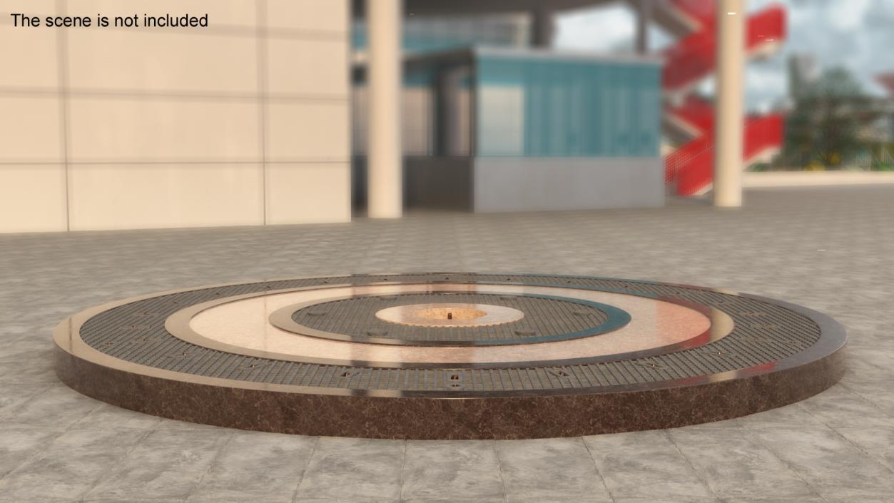 Dry Fountain Round No Water 3D