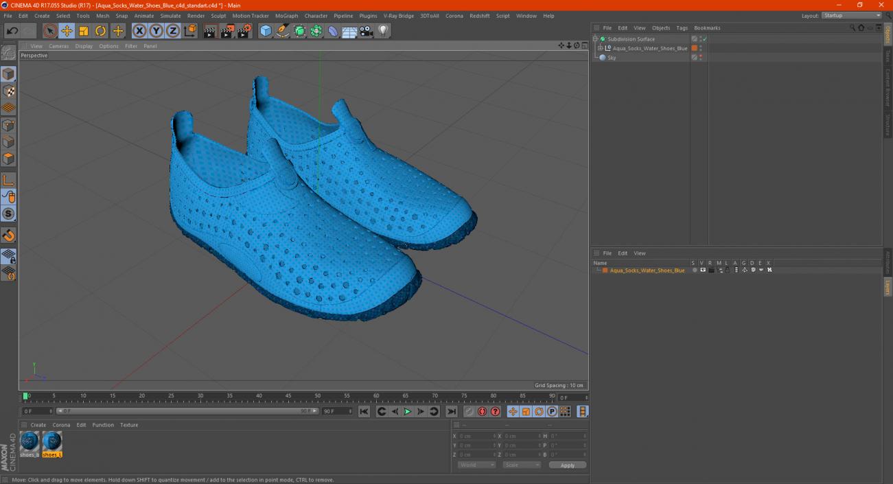 Aqua Socks Water Shoes Blue 3D