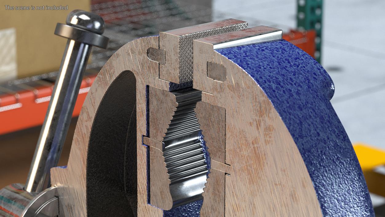 3D Bench Vise Cross Section Rigged