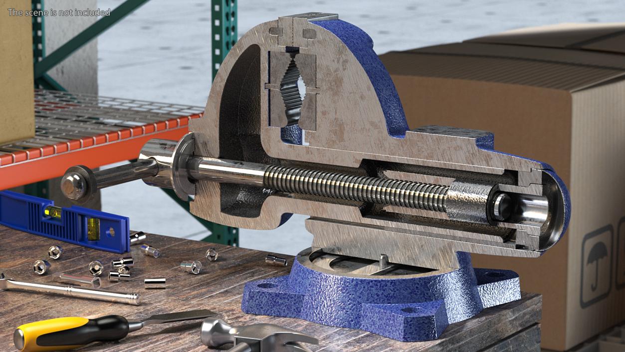 3D Bench Vise Cross Section Rigged